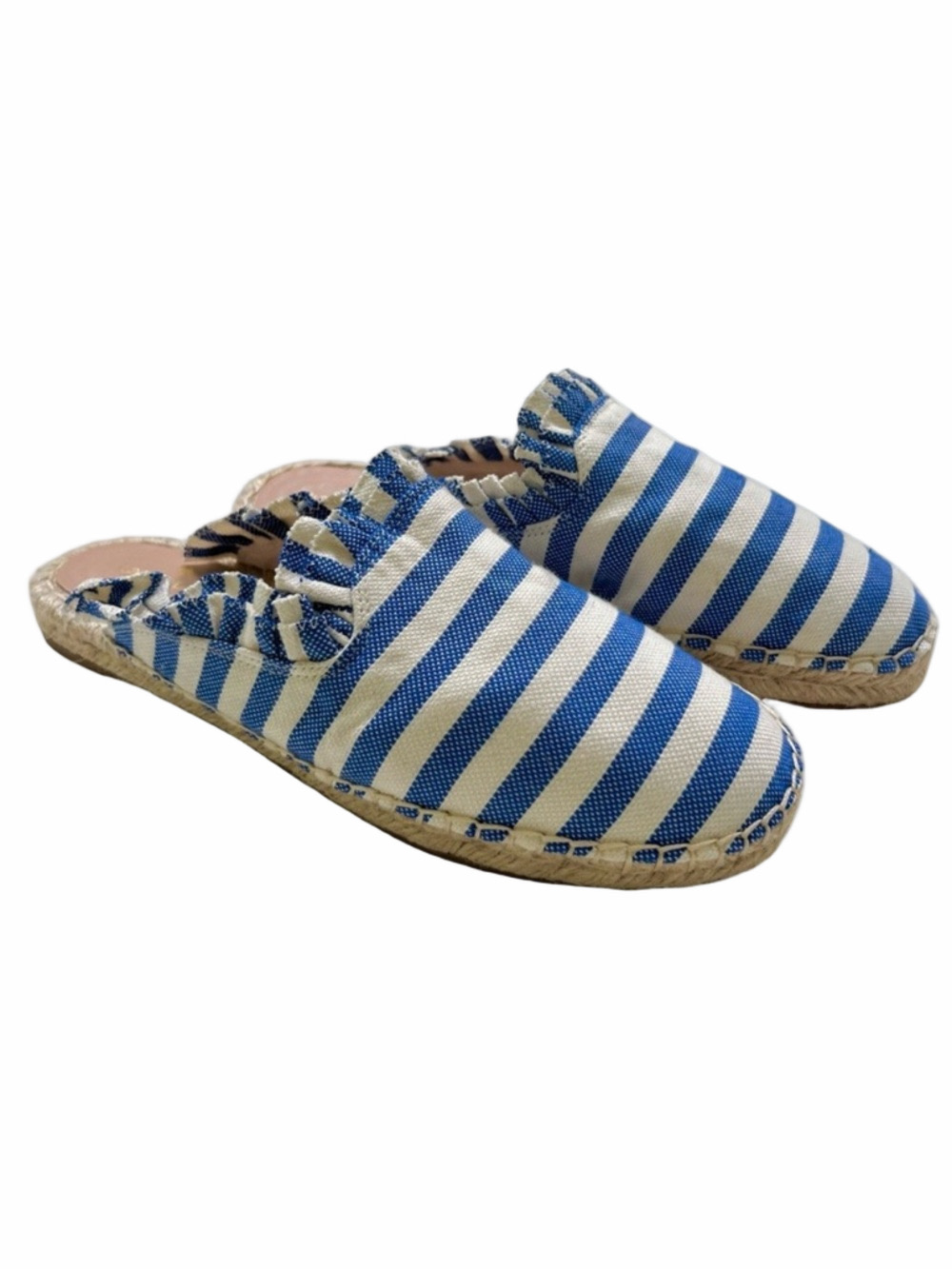 Kate Spade Laila Blue White Striped Size 8 Espadrille Mules EUC